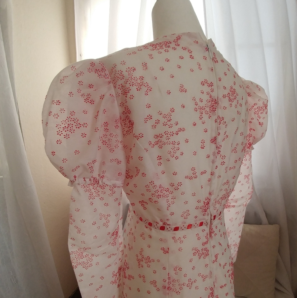 Vintage 70s Maxi Dress Puff Sleeve Floral Print 2 - Picture 10 of 16